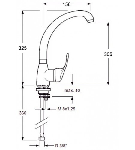 Monomando Fregadero Vertical Enkel  caño fundido