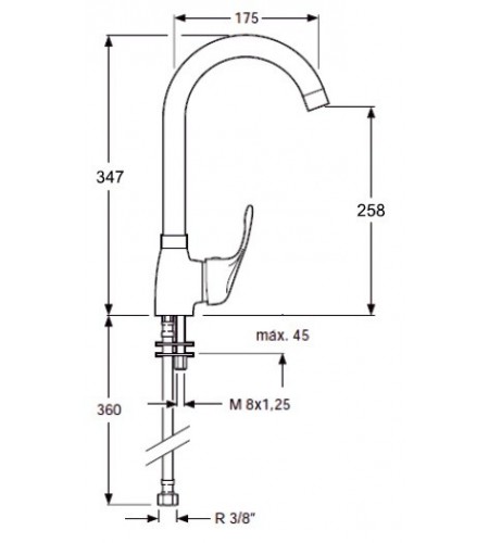 Monomando Fregadero Vertical C/Cisne