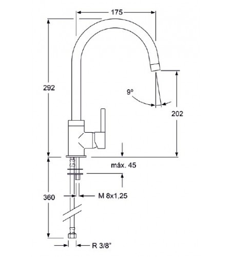 Monomando Fregadero Vertical Legend