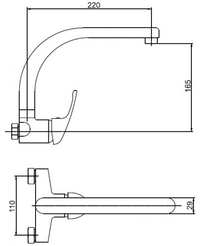 Monomando de Fregadero Pared 11cm Enkel Caño Alto Tubo