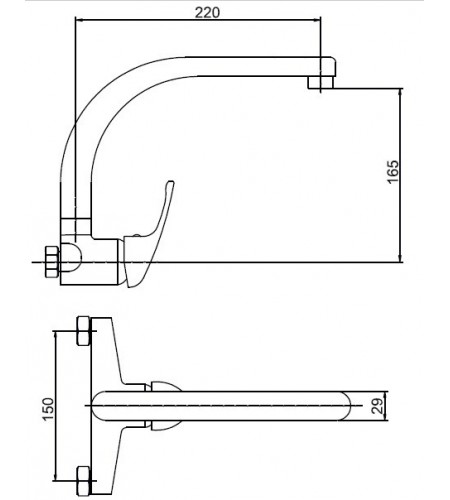 Monomando De Fregadero Pared Enkel Caño Alto Tubo