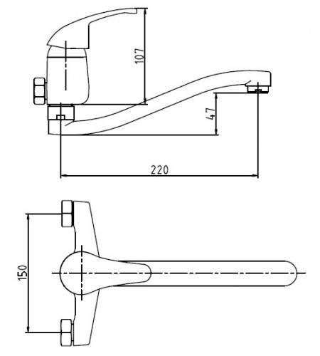 Monomando De Fregadero Pared Enkel Caño Bajo