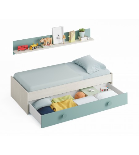 Cama nido + 1 cajón-cama + estante (sin somier)