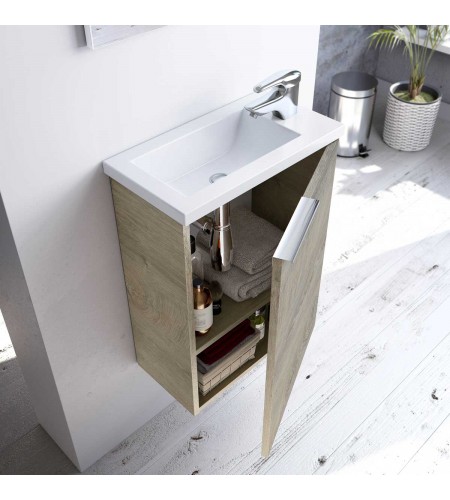 Mueble 40cm 1 puerta + espejo + lavabo