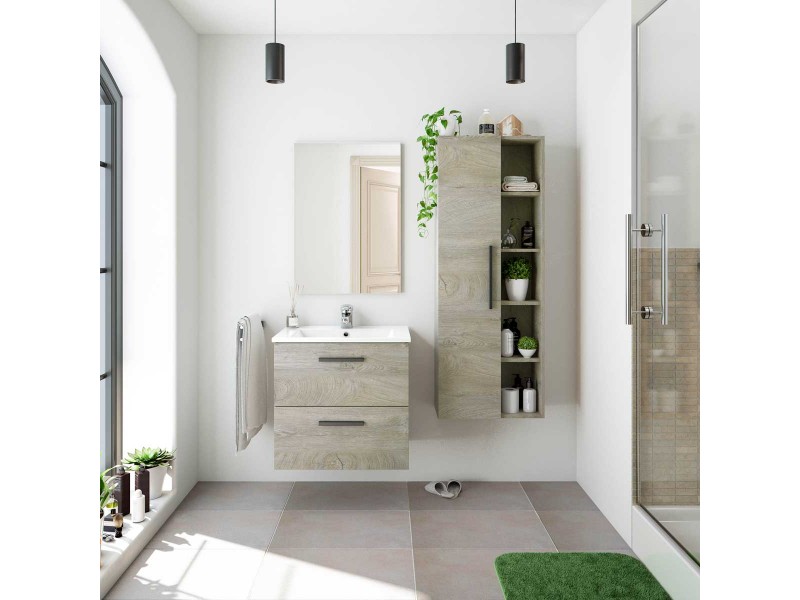 Mueble 60cm 2c susp + espejo