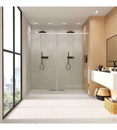 Mampara de Ducha Frontal 2 Fijos + 2 Correderas