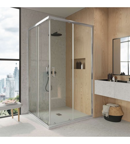 Mampara de Ducha Esquinera con Apertura en Vértice 95 cm