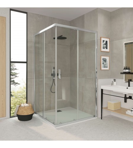 Mampara de Ducha Esquinera con Apertura en Vértice 95 cm